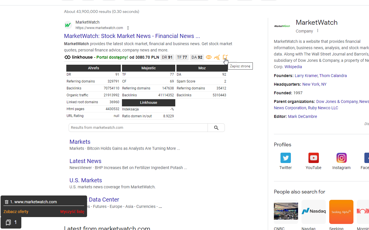 Linkhouse SEO Backlink Finder chrome谷歌浏览器插件_扩展第3张截图