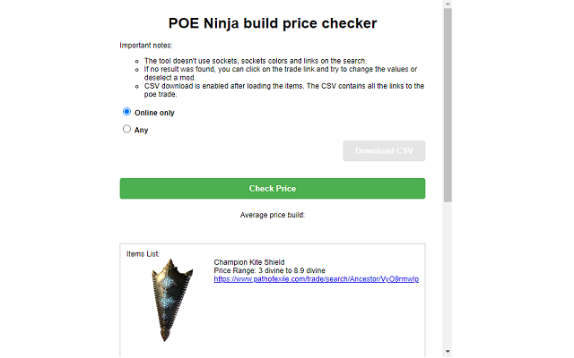 POE Ninja build price checker chrome谷歌浏览器插件_扩展第2张截图