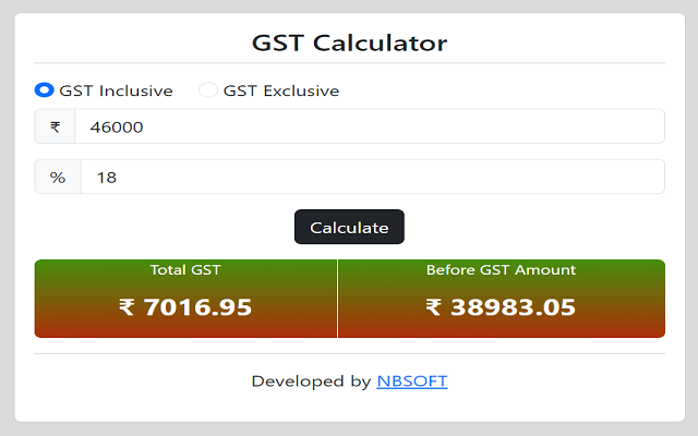 GST Calculator NBSOFT chrome谷歌浏览器插件_扩展第1张截图