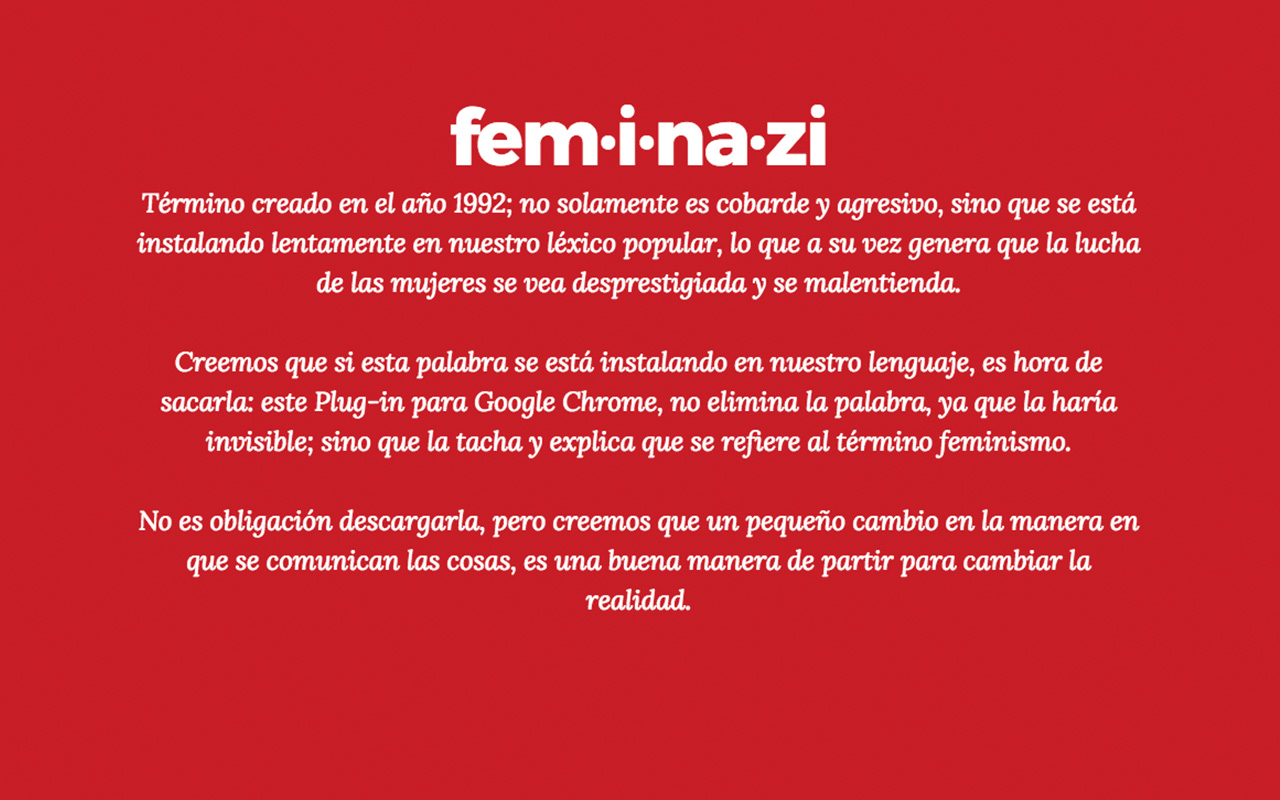 No Mas Feminazis Online chrome谷歌浏览器插件_扩展第1张截图