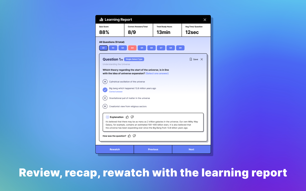 Quizium: AI Learning Companion for Youtube chrome谷歌浏览器插件_扩展第1张截图