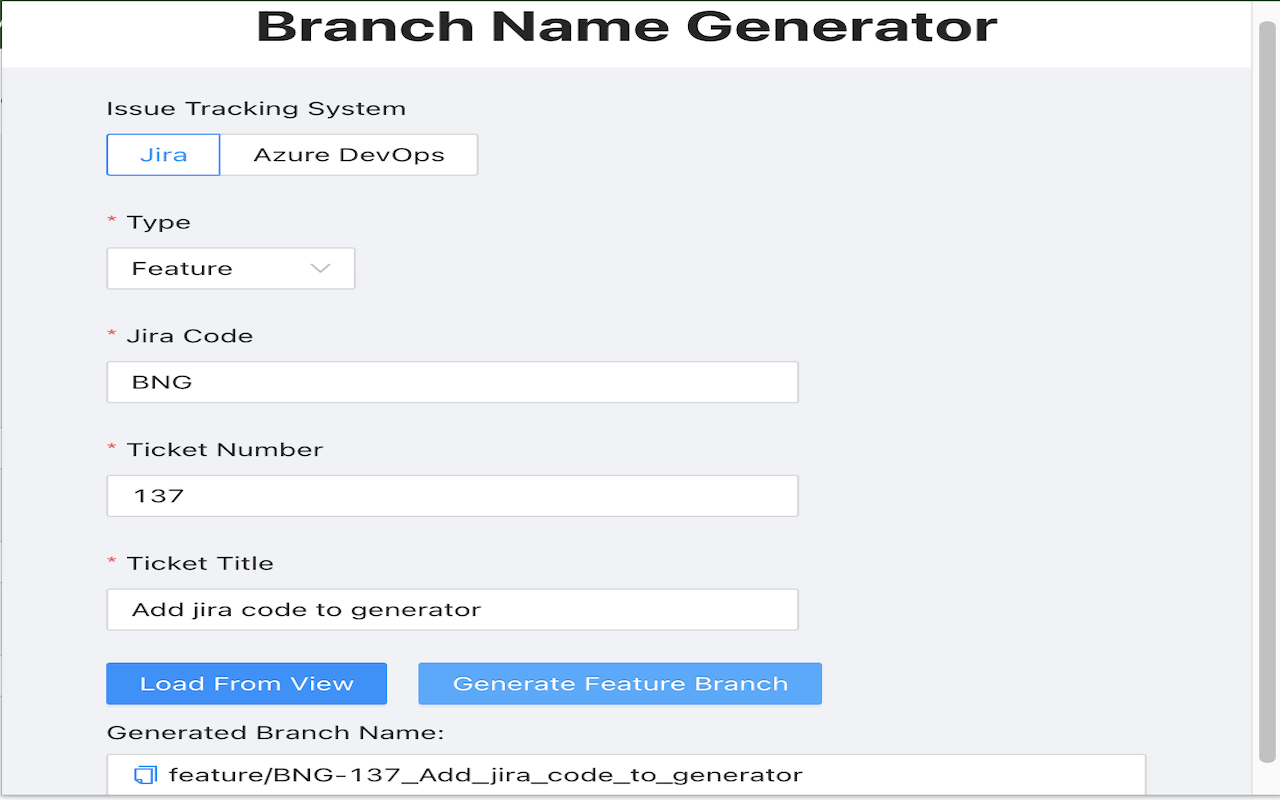 Branch Name Generator chrome谷歌浏览器插件_扩展第1张截图