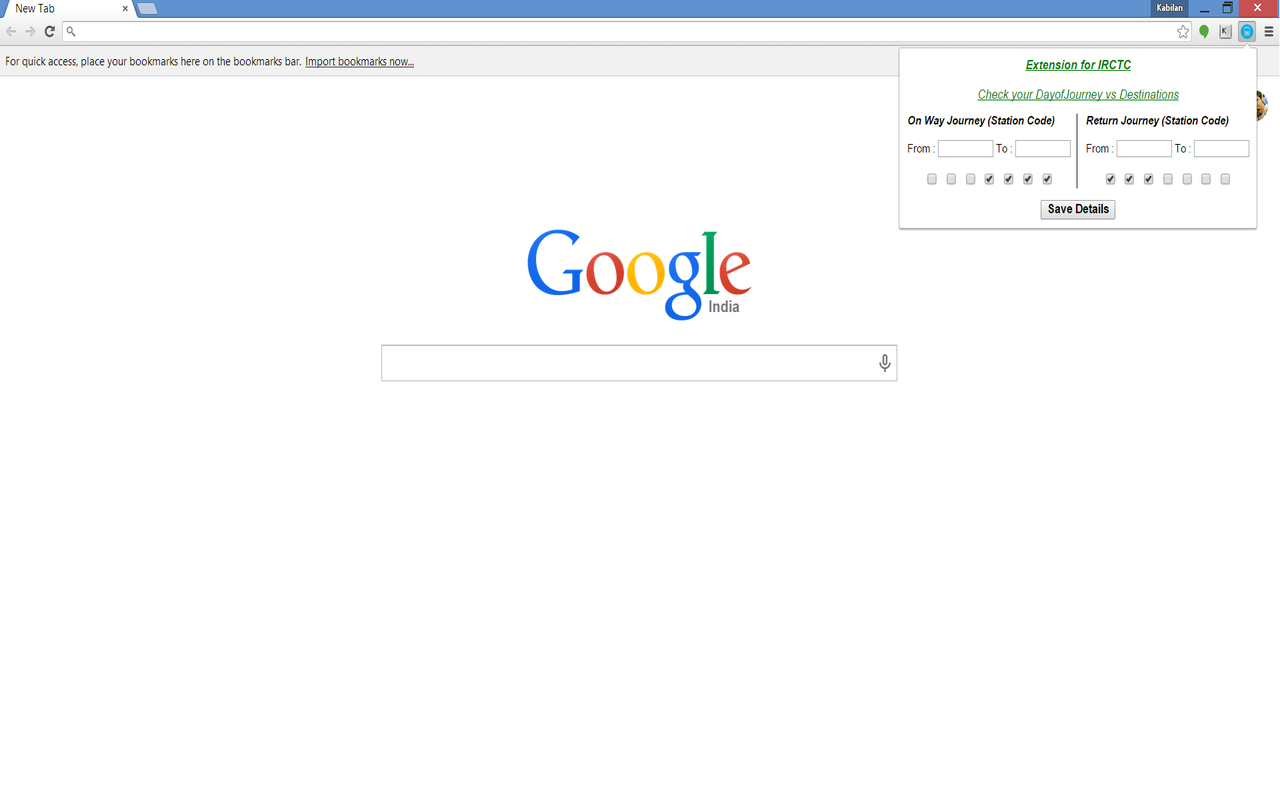 IRCTC - Extension for you. chrome谷歌浏览器插件_扩展第1张截图