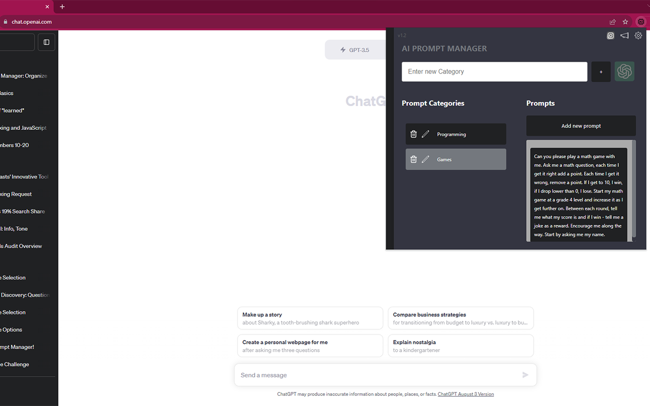 AI Prompt Manager chrome谷歌浏览器插件_扩展第1张截图