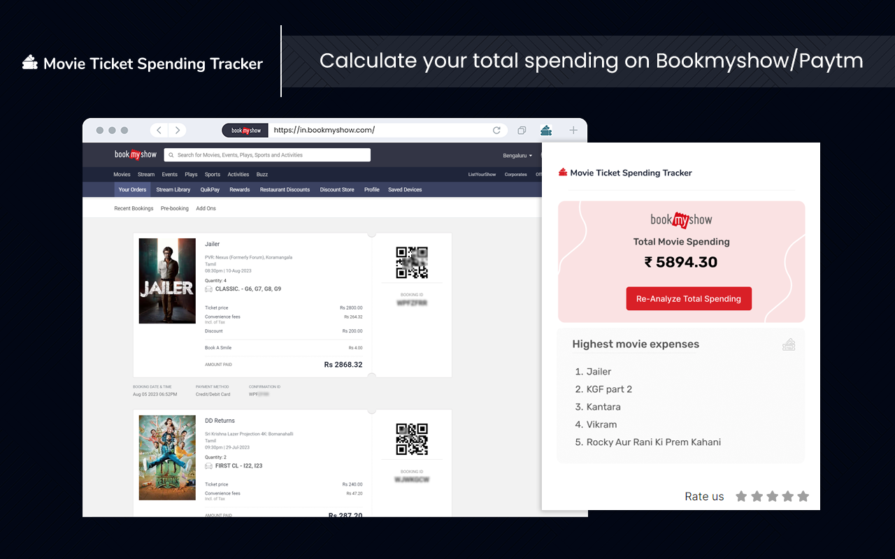 Spending Calculator for Book My Show & Paytm chrome谷歌浏览器插件_扩展第2张截图