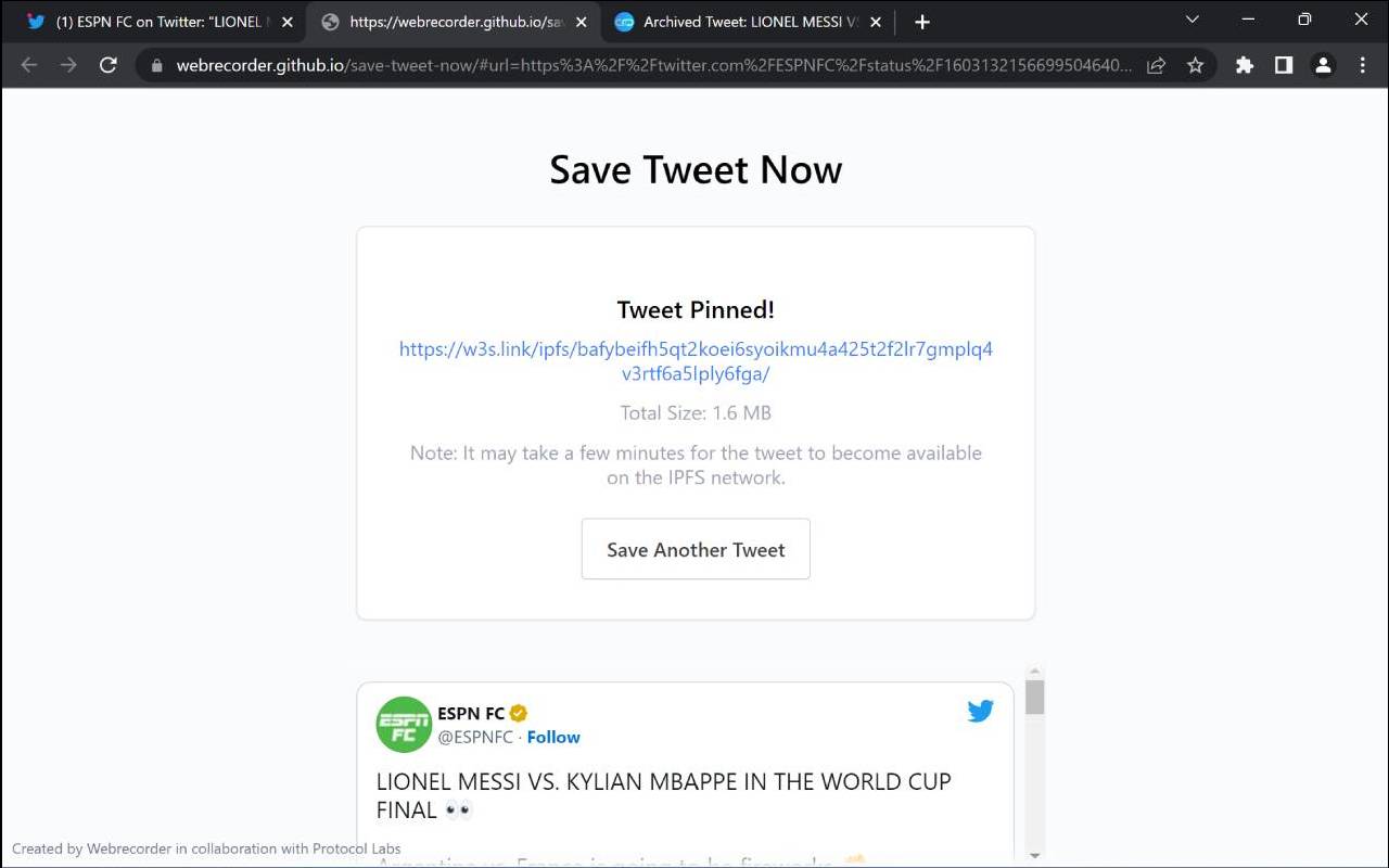 Pin Tweet to IPFS chrome谷歌浏览器插件_扩展第1张截图
