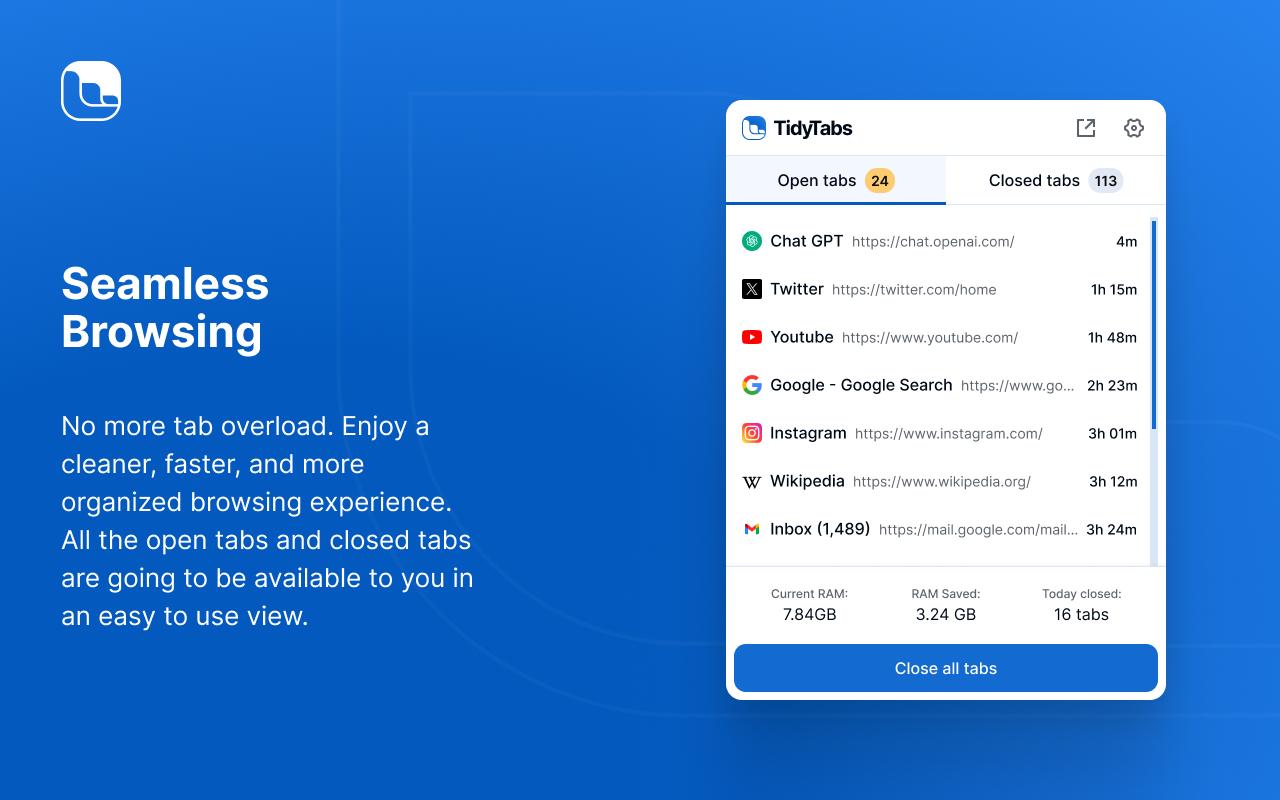 TidyTabs chrome谷歌浏览器插件_扩展第3张截图