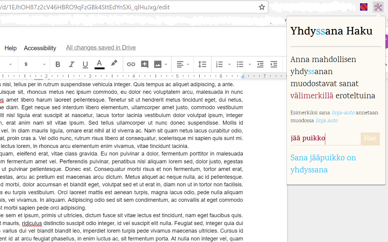 Yhdyssana Haku chrome谷歌浏览器插件_扩展第1张截图