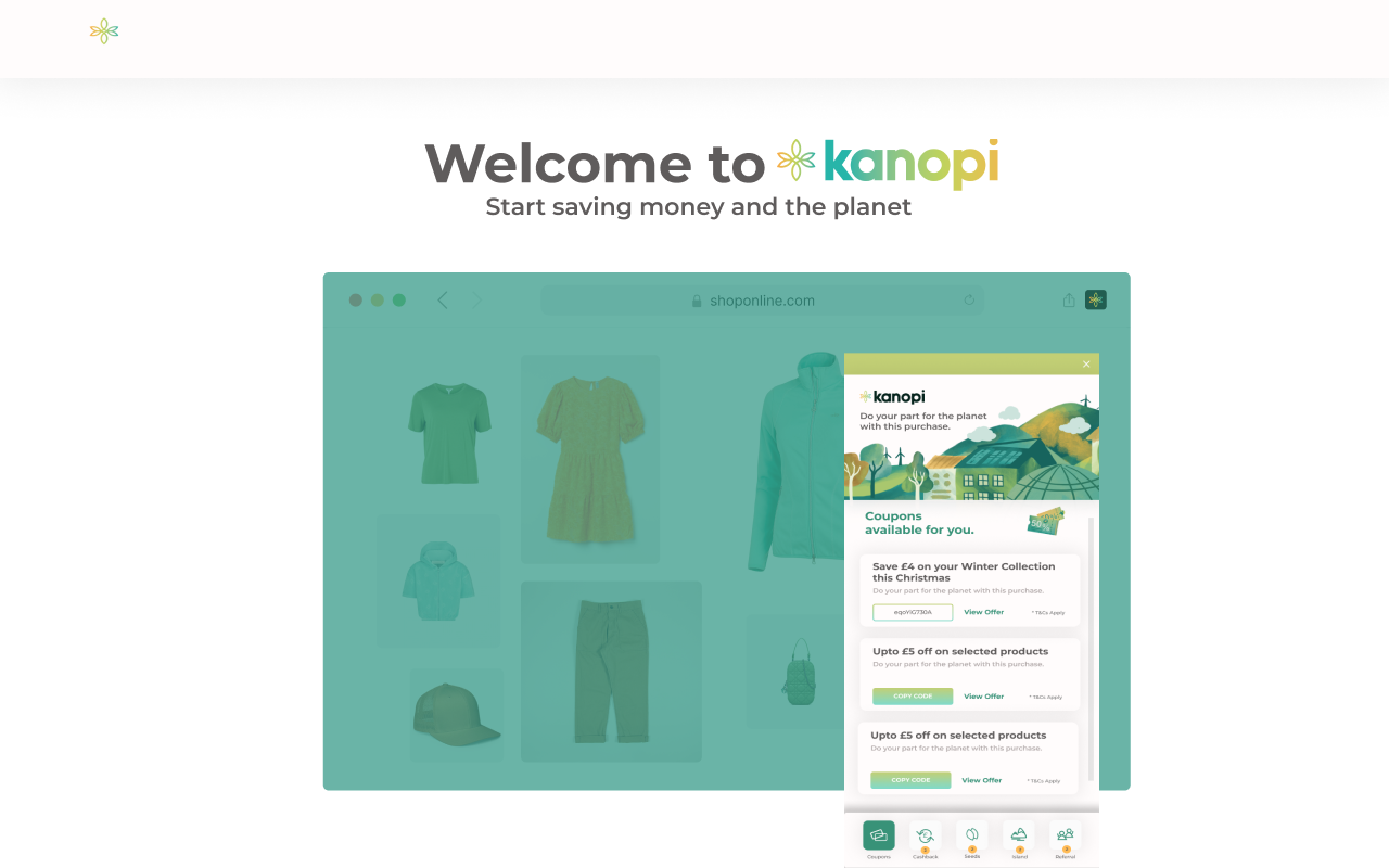 Kanopi - Cashback, Coupons & Eco Shopping chrome谷歌浏览器插件_扩展第2张截图