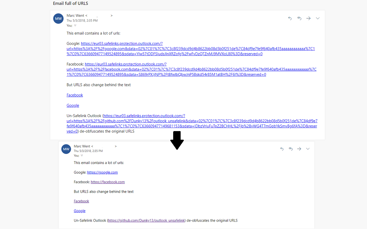 Un-Safelink Outlook chrome谷歌浏览器插件_扩展第1张截图