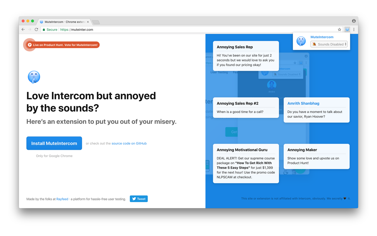 MuteIntercom chrome谷歌浏览器插件_扩展第1张截图