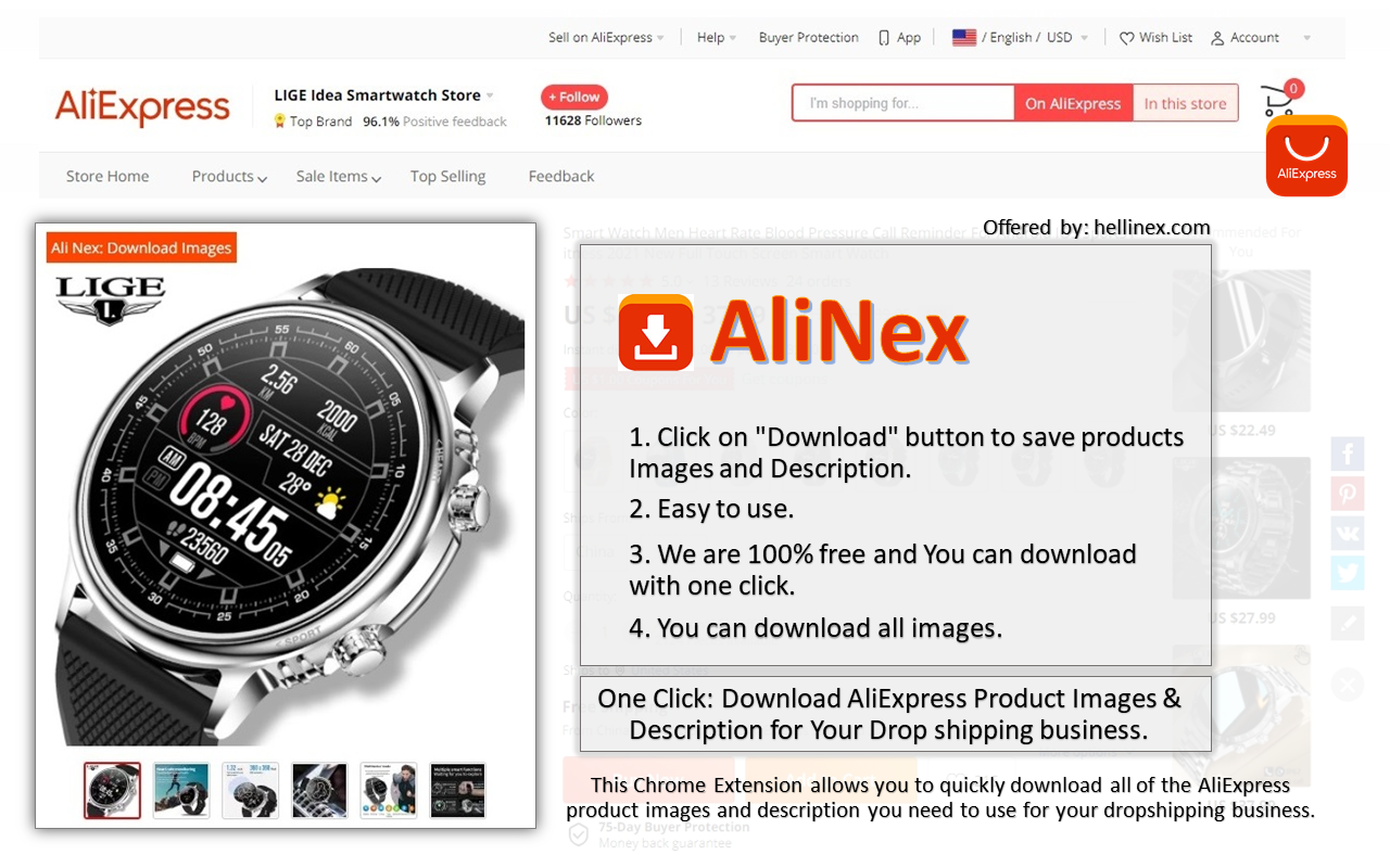 AliNex - Aliexpress Images Downloader chrome谷歌浏览器插件_扩展第2张截图