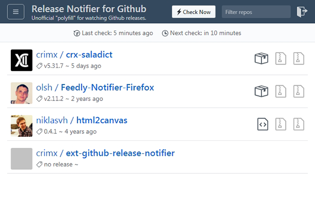 Release Notifier for Github chrome谷歌浏览器插件_扩展第2张截图