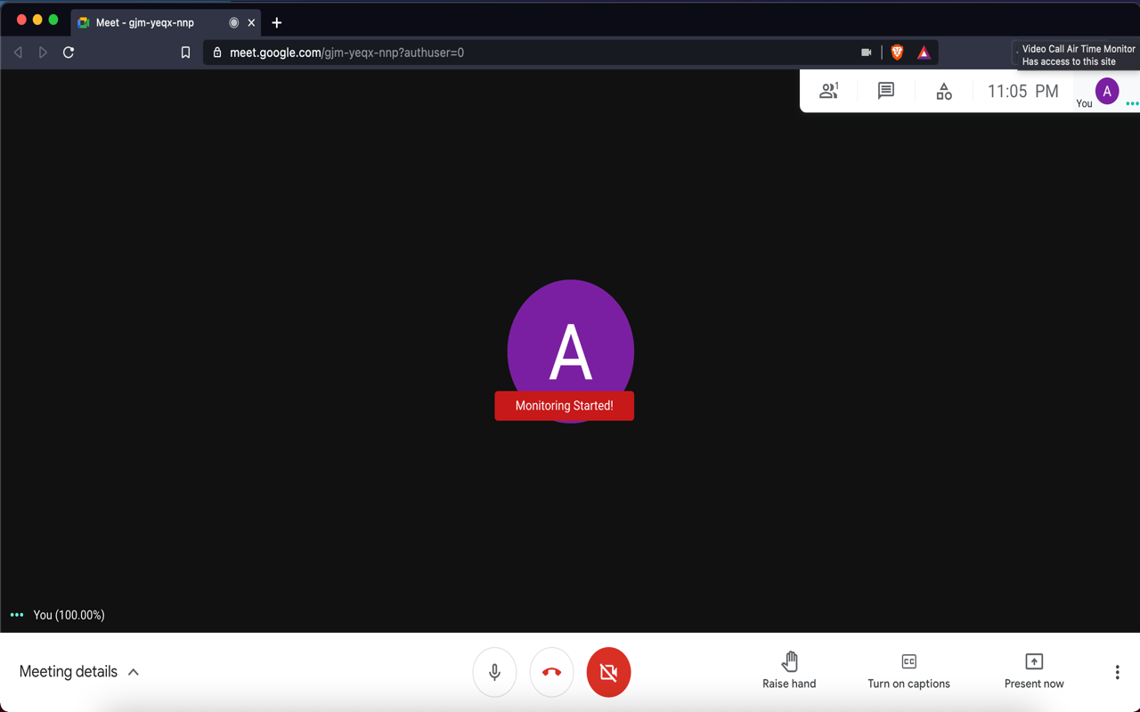 Video Call Air Time Monitor chrome谷歌浏览器插件_扩展第2张截图