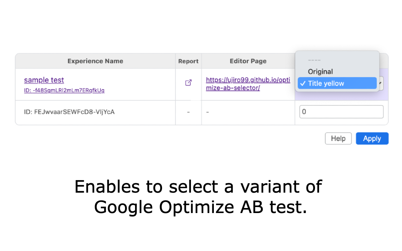 Google Optimize AB Selector chrome谷歌浏览器插件_扩展第3张截图