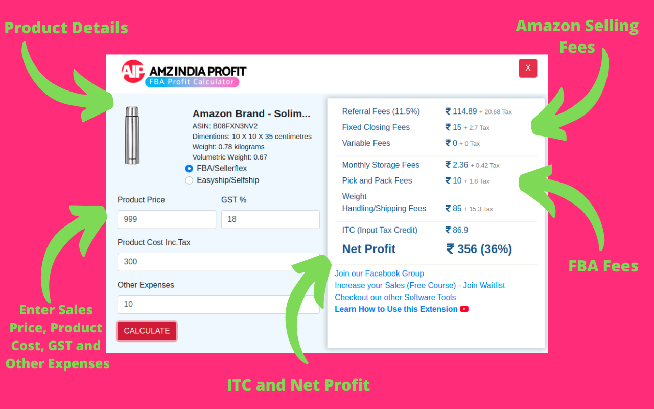 Amazon FBA Profit Calculator By AIP chrome谷歌浏览器插件_扩展第2张截图