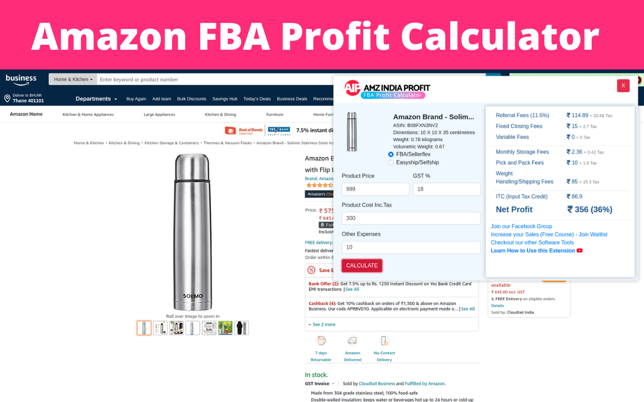 Amazon FBA Profit Calculator By AIP chrome谷歌浏览器插件_扩展第3张截图