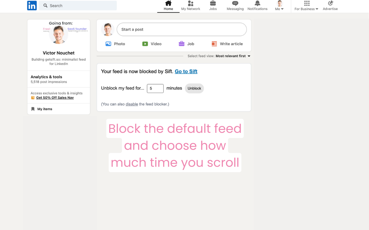 Sift — Minimalist LinkedIn Feed & Blocker chrome谷歌浏览器插件_扩展第5张截图