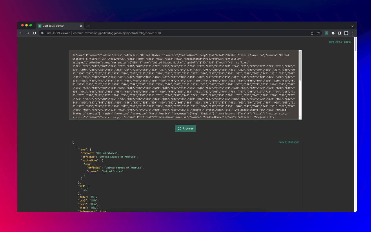 Just JSON Viewer chrome谷歌浏览器插件_扩展第1张截图