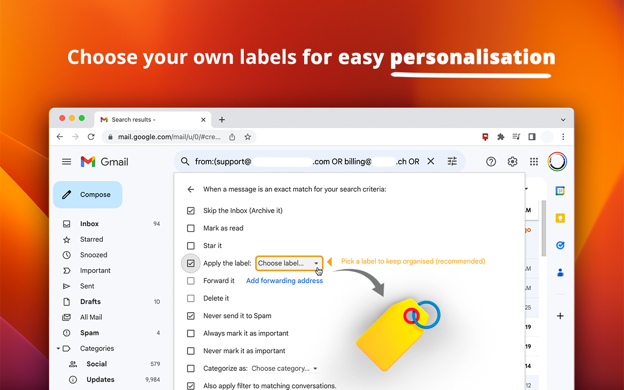 1 Click Filters for Gmail chrome谷歌浏览器插件_扩展第1张截图
