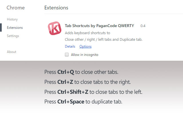 Tab Shortcuts by PaganCode QWERTY chrome谷歌浏览器插件_扩展第1张截图
