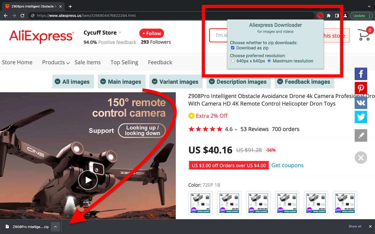 Aliexpress image downloader chrome谷歌浏览器插件_扩展第2张截图
