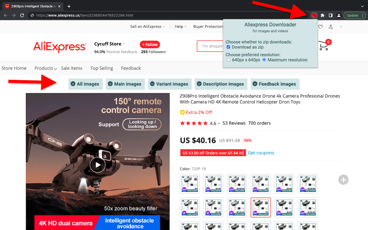 Aliexpress image downloader chrome谷歌浏览器插件_扩展第4张截图