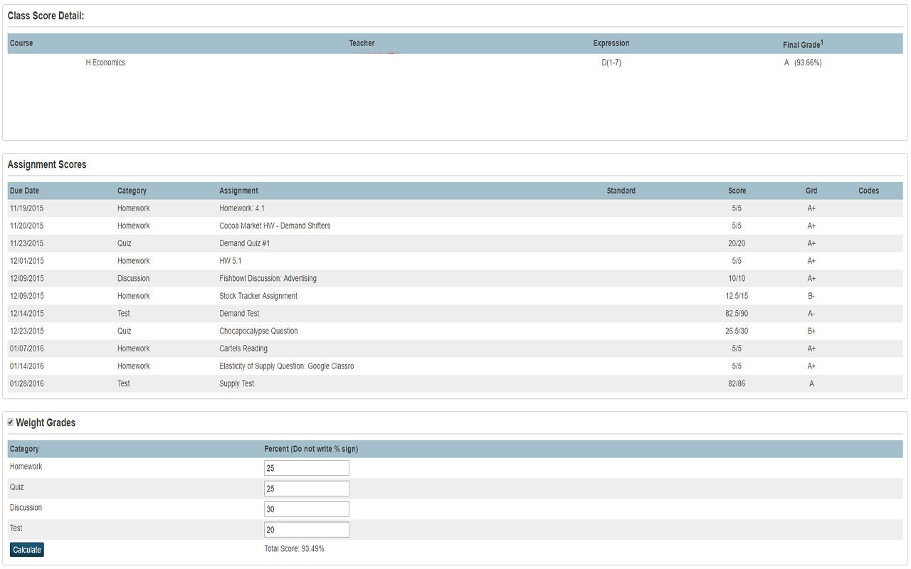 PowerSchool Grade Calculator chrome谷歌浏览器插件_扩展第2张截图