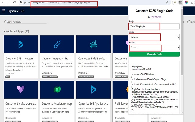 D365 Plugin Code Generator chrome谷歌浏览器插件_扩展第1张截图