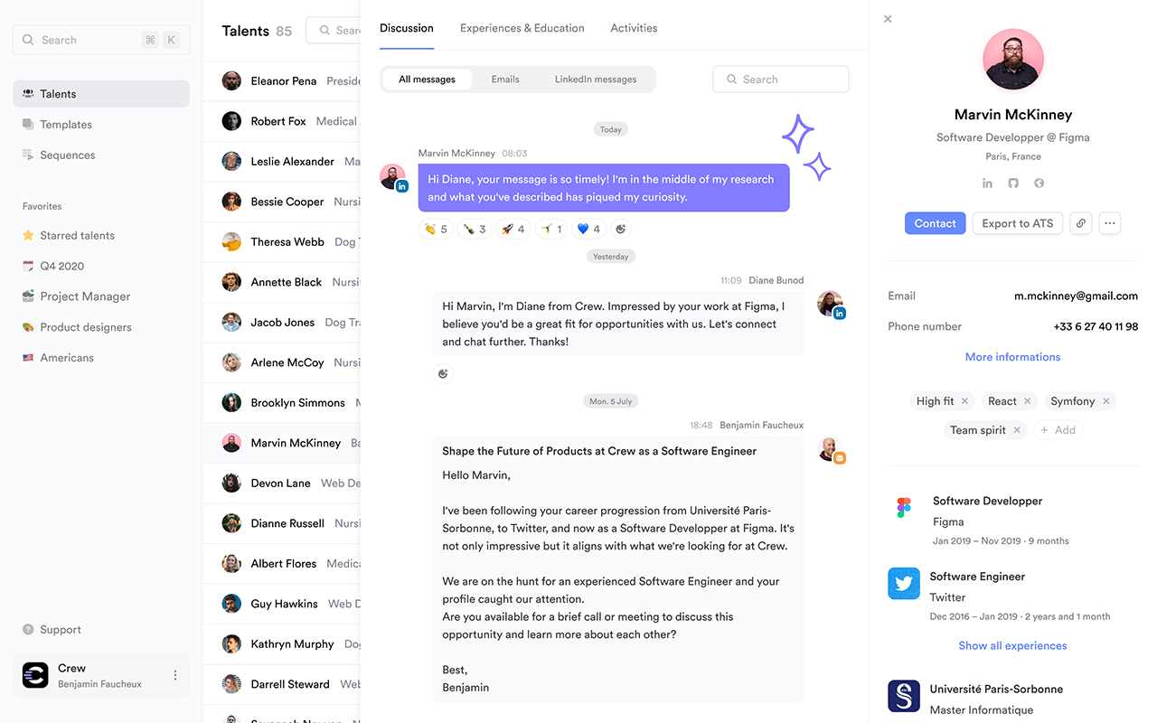 Crew CRM - outbound recruiting platform chrome谷歌浏览器插件_扩展第3张截图