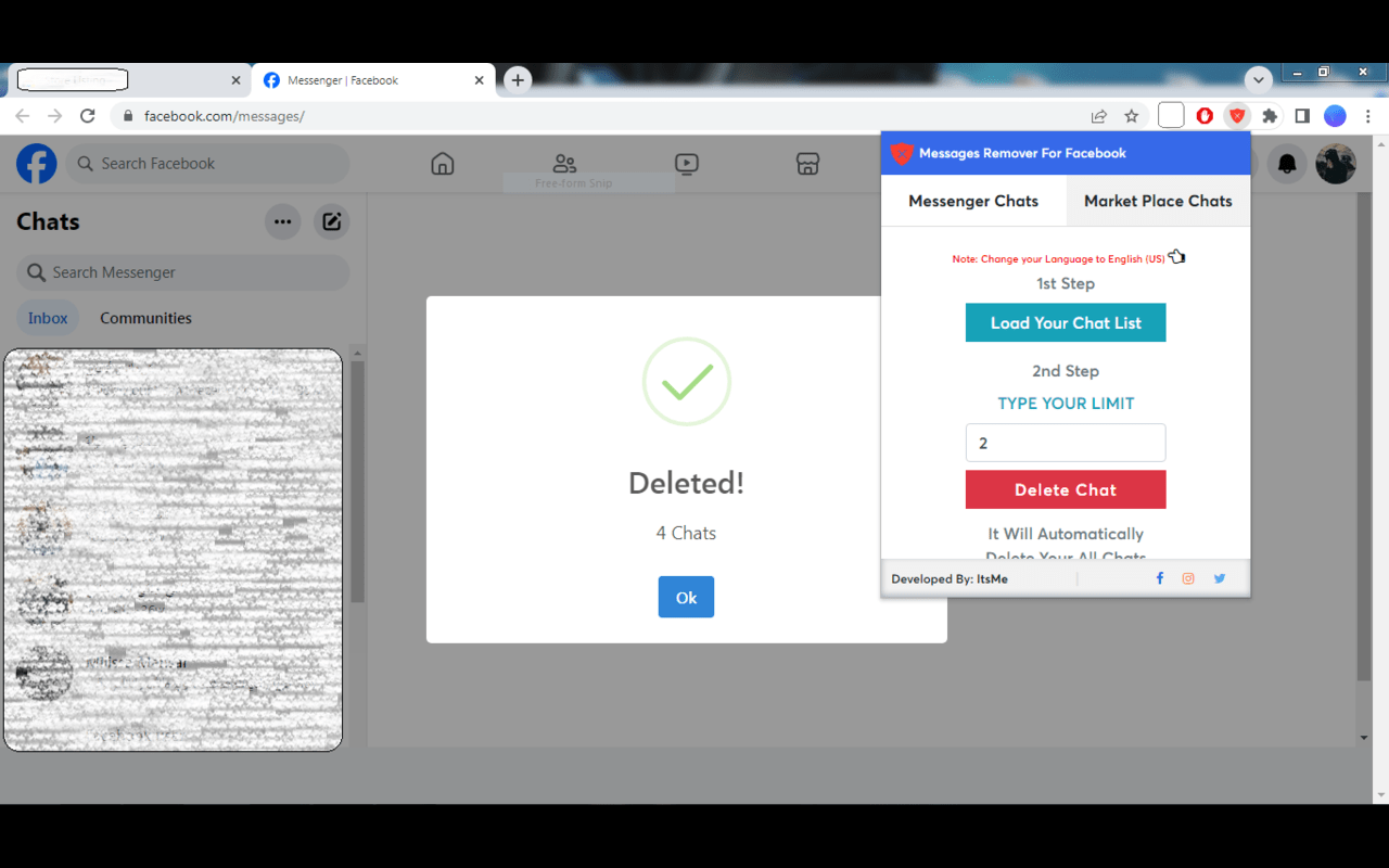 Messages Remover For Facebook chrome谷歌浏览器插件_扩展第1张截图