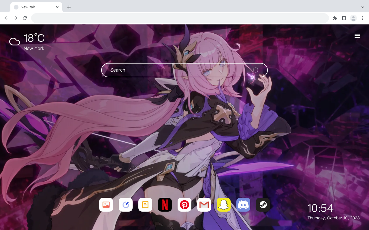 崩坏3爱莉希雅4K主题壁纸新标签页 chrome谷歌浏览器插件_扩展第5张截图