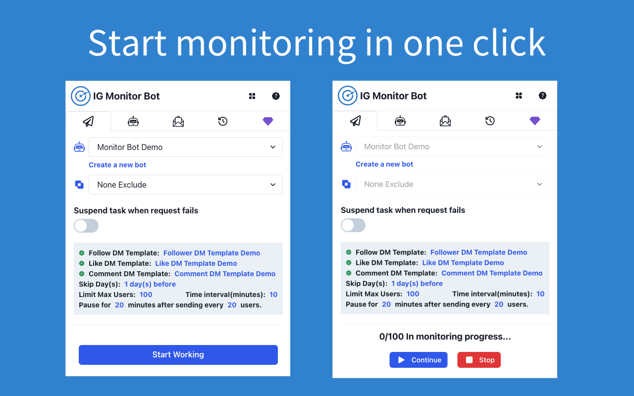 IG Monitor Bot - Instagram自动回复机器人 chrome谷歌浏览器插件_扩展第1张截图
