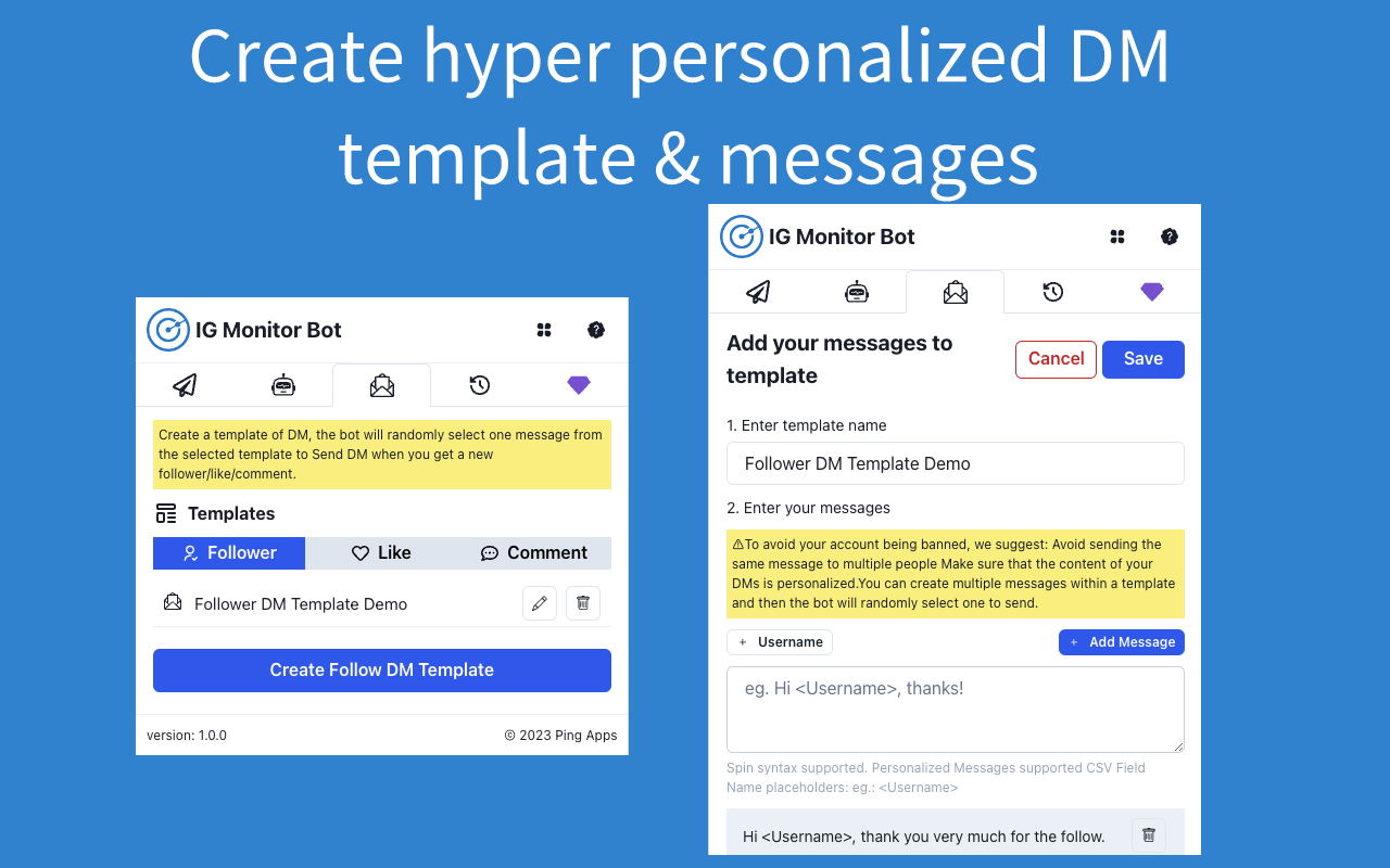 IG Monitor Bot - Instagram自动回复机器人 chrome谷歌浏览器插件_扩展第2张截图