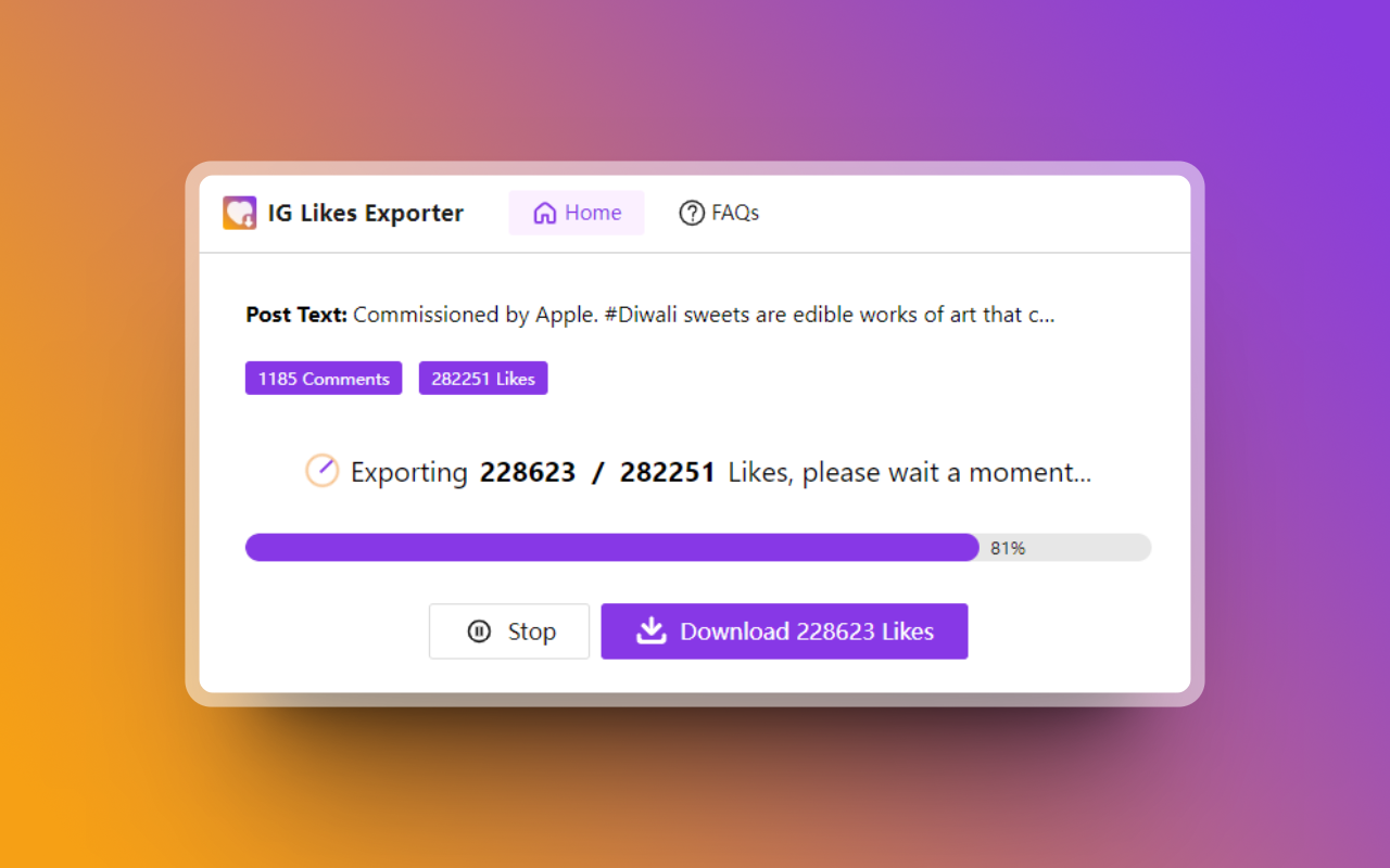 IG Likes Exporter - Export IG Likes chrome谷歌浏览器插件_扩展第1张截图