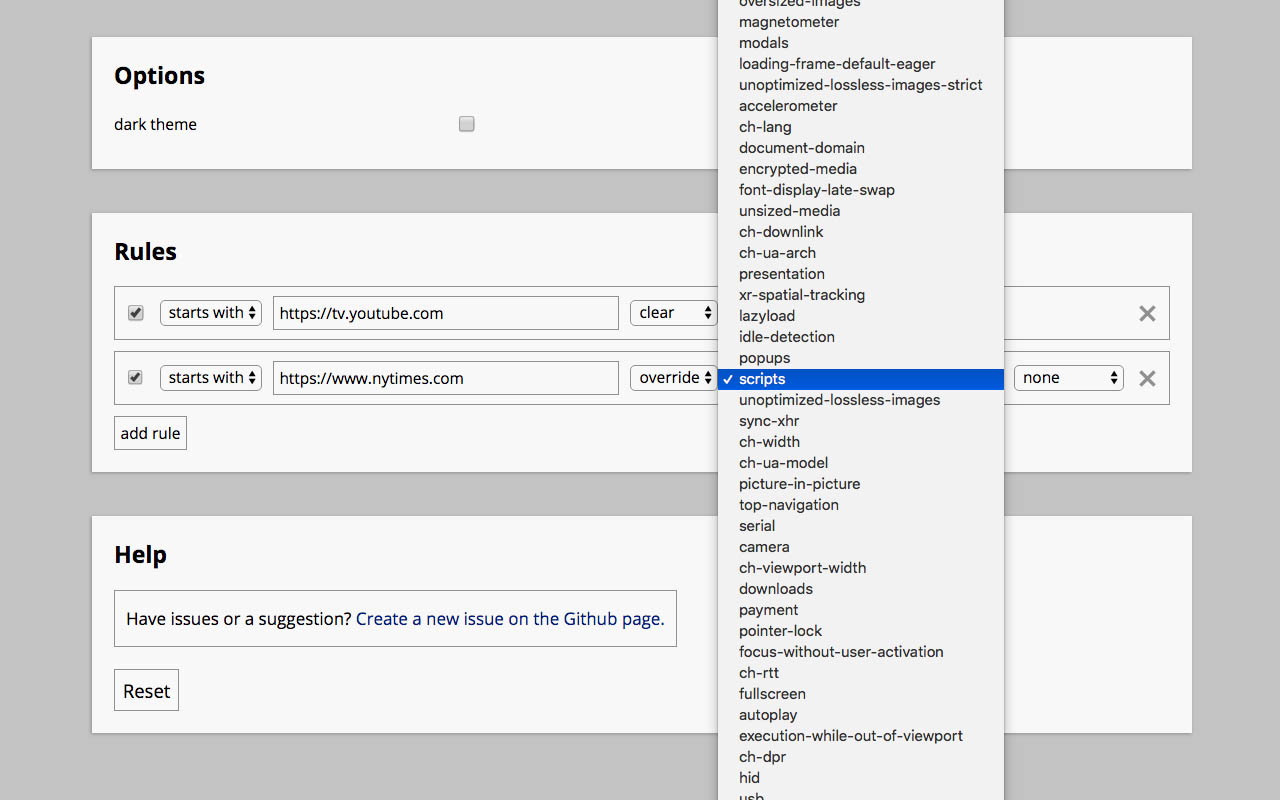 Feature Policy Control chrome谷歌浏览器插件_扩展第2张截图