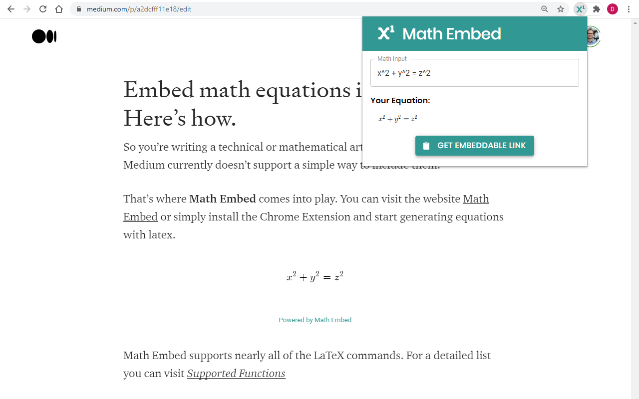 Math Embed: From LaTeX to embeddable link chrome谷歌浏览器插件_扩展第1张截图