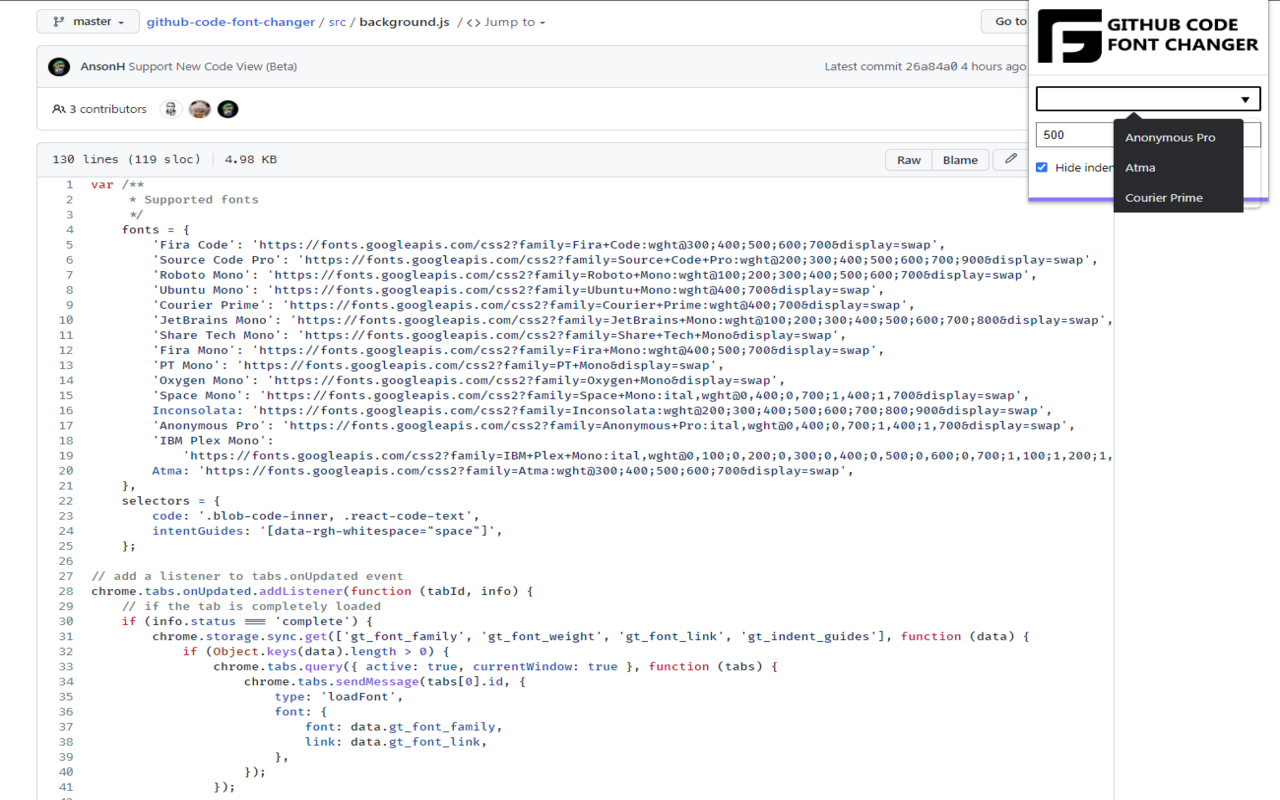Github Code Font Changer chrome谷歌浏览器插件_扩展第1张截图