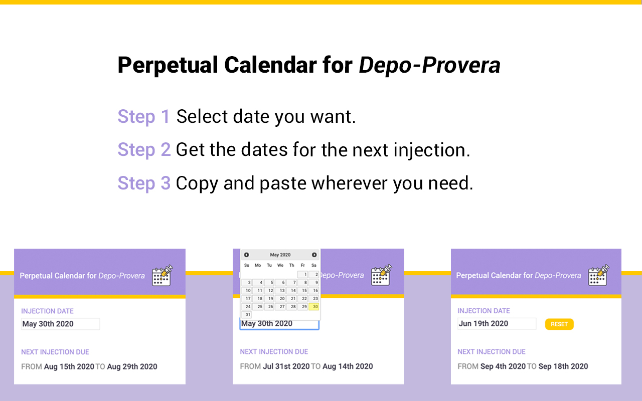 Depo-Provera Perpetual Calendar Calculator chrome谷歌浏览器插件_扩展第1张截图