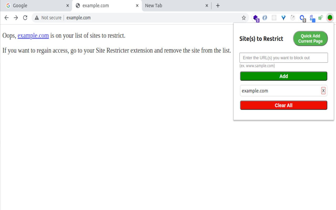 Site Restricter chrome谷歌浏览器插件_扩展第2张截图