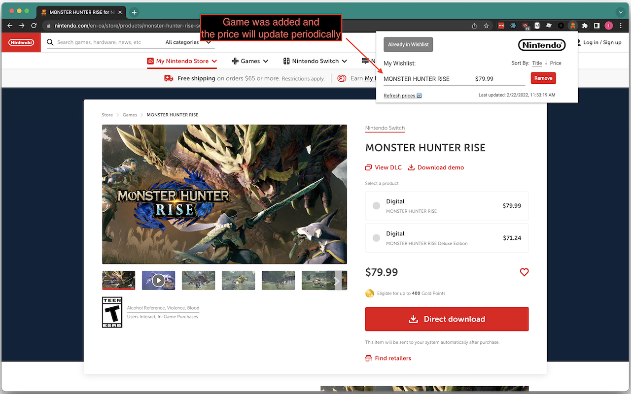 Nintendo Store Wishlist chrome谷歌浏览器插件_扩展第2张截图