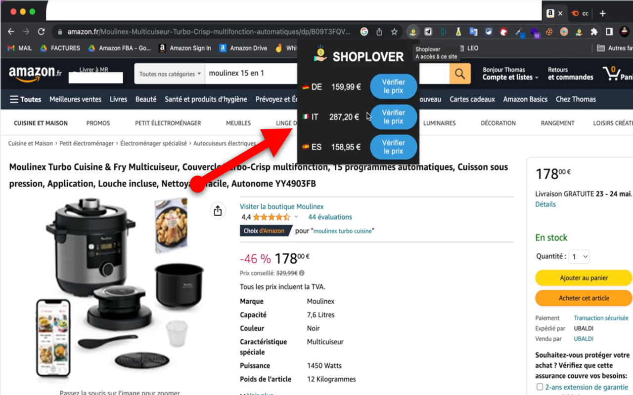 Shoplover - Comparateur Amazon de prix chrome谷歌浏览器插件_扩展第2张截图