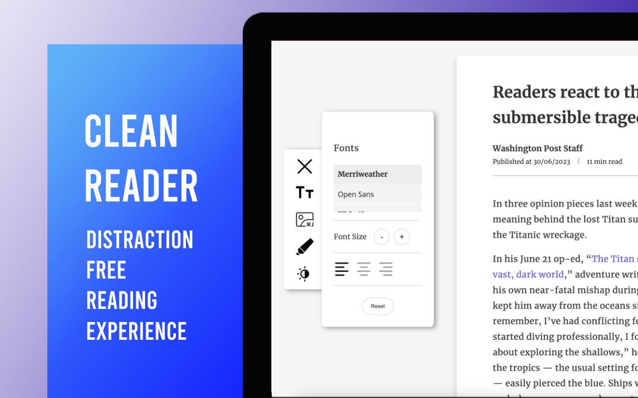 Clean Reader - Read without distractions chrome谷歌浏览器插件_扩展第2张截图