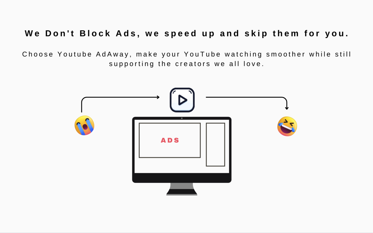 YouTube AdAway - We skip, not block ads chrome谷歌浏览器插件_扩展第1张截图