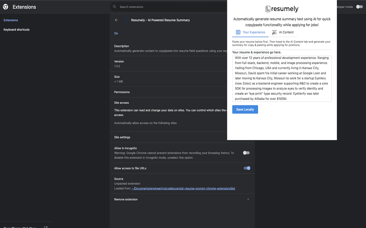 Resumely - AI Powered Resume Summary chrome谷歌浏览器插件_扩展第2张截图