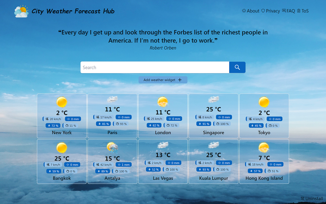 City Weather Forecast Hub chrome谷歌浏览器插件_扩展第3张截图