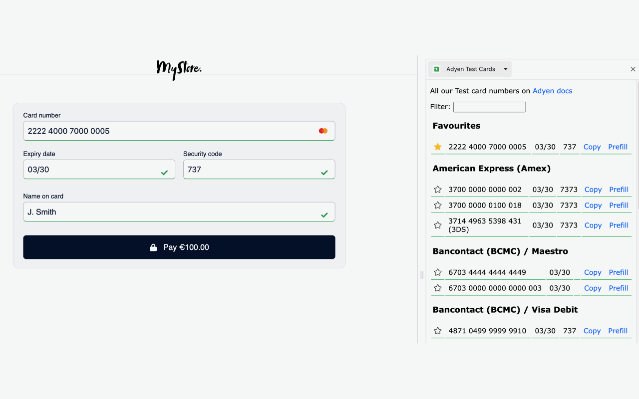 Adyen Test Cards chrome谷歌浏览器插件_扩展第1张截图