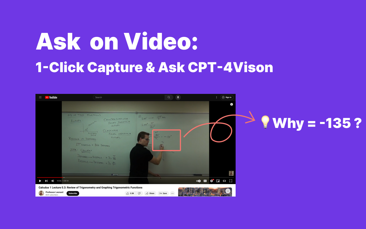 Ask on Video: 1-Click Capture & Ask chrome谷歌浏览器插件_扩展第1张截图