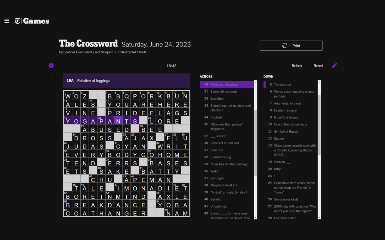 NYT Crossword Dark Mode chrome谷歌浏览器插件_扩展第1张截图