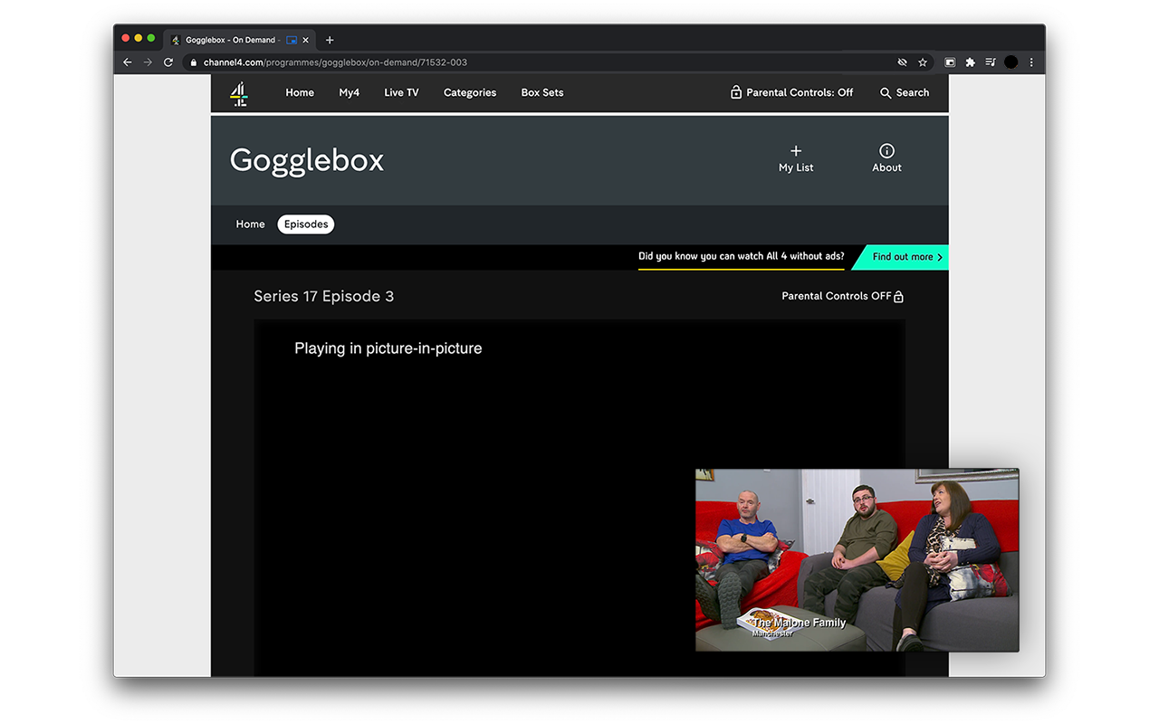 Picture-in-Picture (PiP) for All 4 chrome谷歌浏览器插件_扩展第1张截图